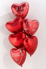  Konya hediye sevgilime hediye iek  6 adet kirmizi folyo kalp uan balon buketi