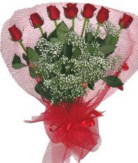 7 adet kipkirmizi gülden görsel buket  Konya online çiçek gönderme sipariş 