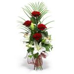 Konya çiçek online çiçek siparişi  4 adet kirmizi gül 1 dal kazablanka çiçegi