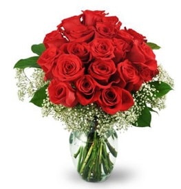 25 adet kırmızı gül cam vazoda  Konya yurtiçi ve yurtdışı çiçek siparişi 