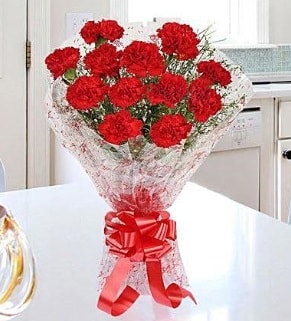 12 adet kırmızı karanfil buketi  Konya hediye sevgilime hediye çiçek 