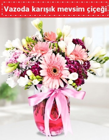 Vazoda karışık mevsim çiçeği  Konya yurtiçi ve yurtdışı çiçek siparişi 