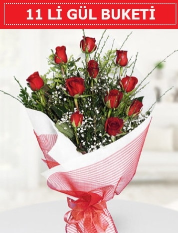 11 adet kırmızı gül buketi Aşk budur  Konya çiçek online çiçek siparişi 